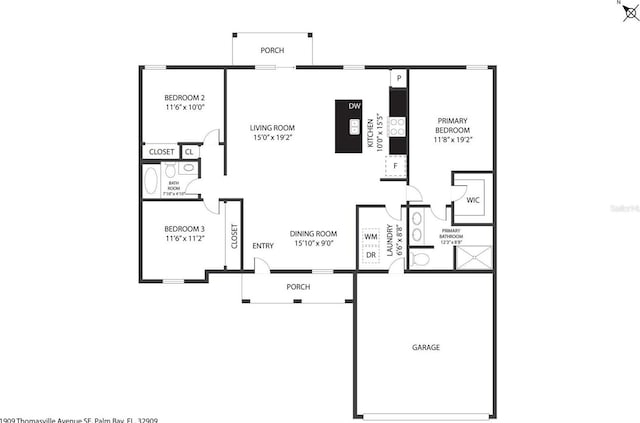 1909 Thomasville Ave SE, Palm Bay, FL 32909 - home floor plan
