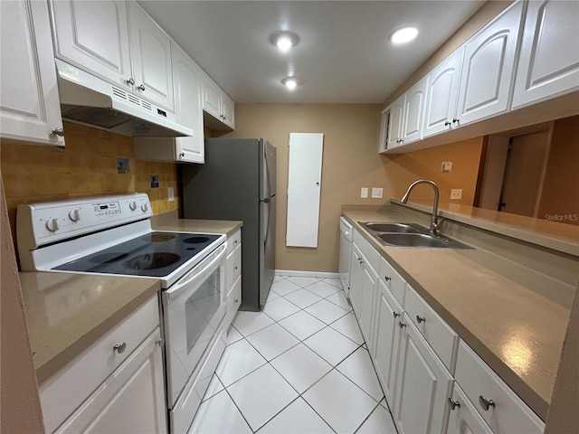 510 Cranes Way Unit 302, Altamonte Springs, FL 32701 - kitchen with white appliances, a sink, under cabinet range hood, and white cabinets