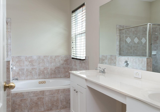 1322 Reagans Reserve Blvd, Apopka, FL 32712 - full bathroom with double vanity, a garden tub, and tiled shower