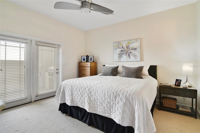 2305 Edgewater Dr Unit 1613, Orlando, FL 32804 - bedroom featuring light carpet, access to exterior, and ceiling fan