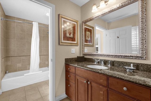 1100 Sunset View Cir Unit 204, Reunion, FL 34747 - full bath featuring shower / bathtub combination with curtain, vanity, and tile patterned floors