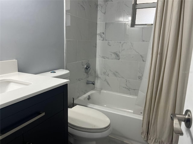 1894 SE Lafayette St, Stuart, FL 34997 - full bathroom featuring shower / bathtub combination with curtain, toilet, and vanity