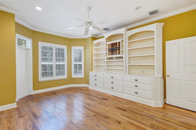 914 Elysium Blvd, Mount Dora, FL 32757 - spare room with light wood-style floors, ceiling fan, ornamental molding, and recessed lighting