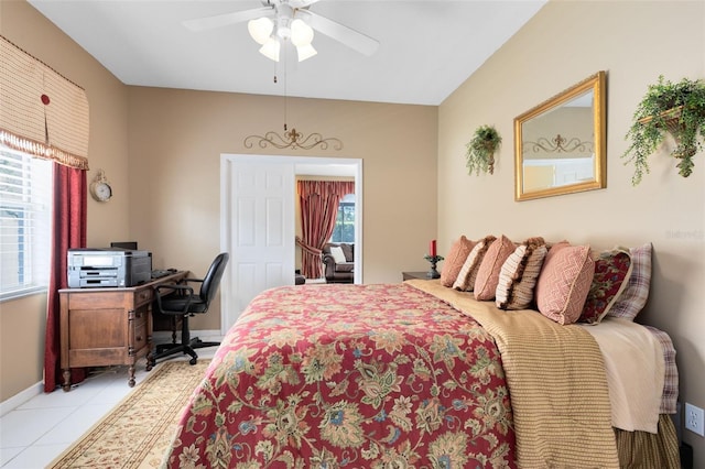 2214 Westbourne Dr, Oviedo, FL 32765 - tiled bedroom featuring baseboards, a desk, and ceiling fan