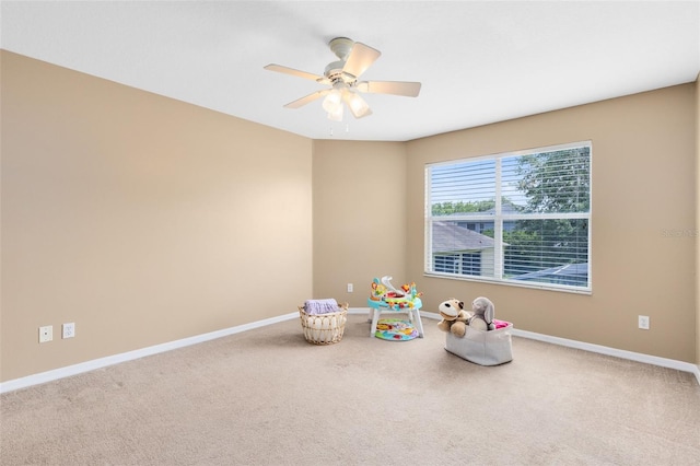 2214 Westbourne Dr, Oviedo, FL 32765 - recreation room featuring baseboards, carpet floors, and ceiling fan