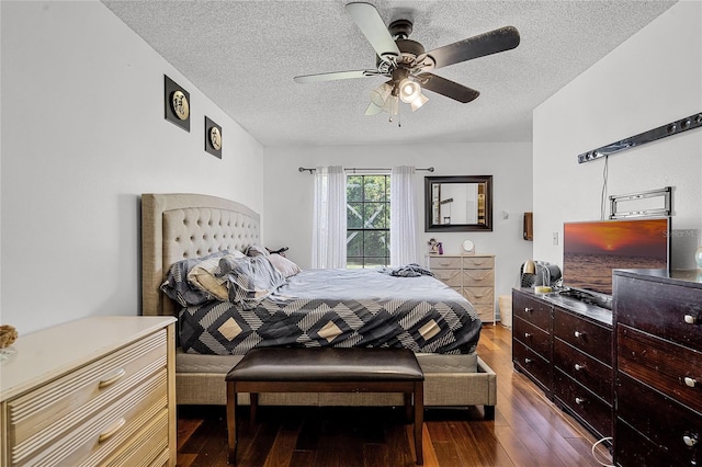 116 Candlewick Ct, Sanford, FL 32771 - bedroom featuring a textured ceiling, dark wood-style floors, and a ceiling fan