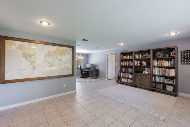 1343 Charlotte St, Altamonte Springs, FL 32701 - empty room with an office area, light tile patterned flooring, recessed lighting, and baseboards