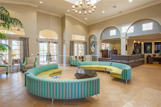 4816 Tidecrest Ave Unit 178, Orlando, FL 32819 - lobby featuring recessed lighting, ornamental molding, and a towering ceiling