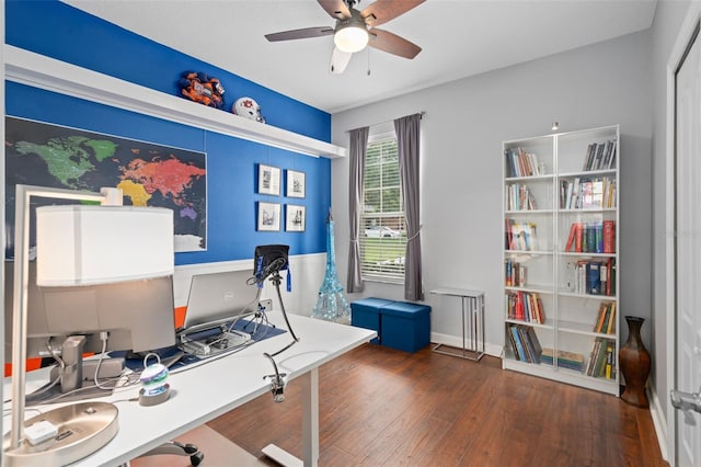 490 Wekiva Preserve Dr, Apopka, FL 32712 - home office featuring ceiling fan and hardwood / wood-style flooring