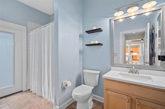 490 Wekiva Preserve Dr, Apopka, FL 32712 - full bathroom featuring vanity, tile patterned flooring, toilet, baseboards, and curtained shower
