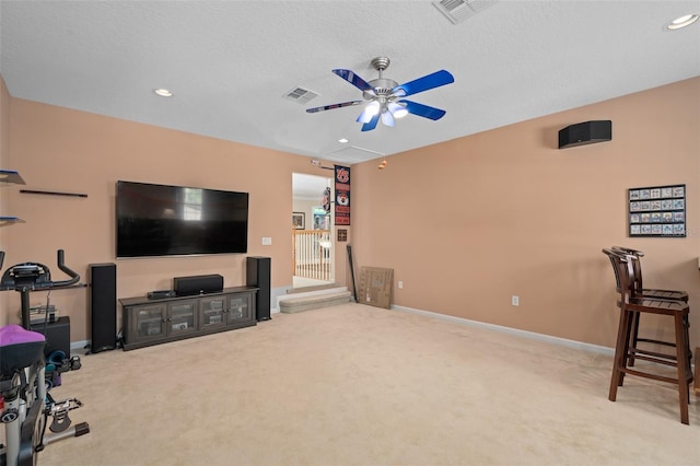490 Wekiva Preserve Dr, Apopka, FL 32712 - carpeted living area featuring ceiling fan, attic access, baseboards, and recessed lighting