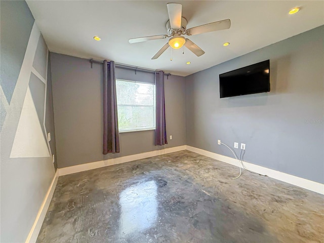 3034 Parkway Blvd Unit 102, Kissimmee, FL 34747 - empty room featuring concrete flooring, baseboards, recessed lighting, and a ceiling fan
