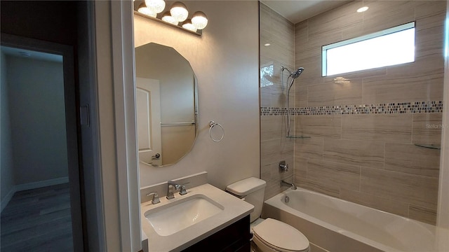 3269 Ponce De Leon Blvd, North Port, FL 34291 - bathroom with vanity, bathtub / shower combination, toilet, and wood finished floors