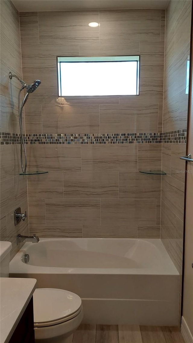 3269 Ponce De Leon Blvd, North Port, FL 34291 - full bath with toilet, vanity, shower / tub combination, and tile patterned flooring
