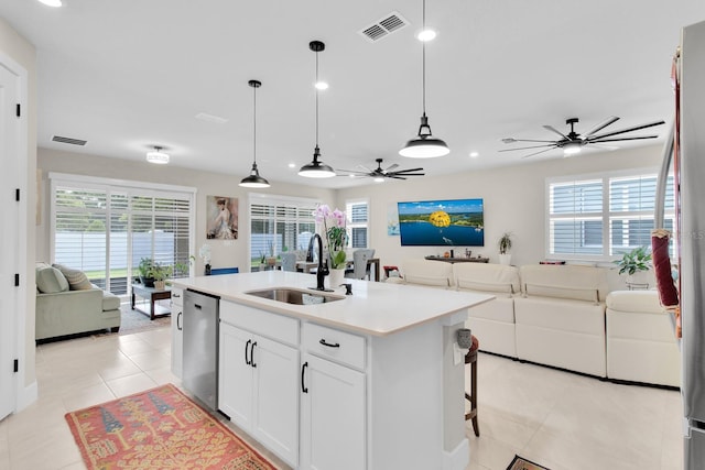 1425 Lone Wood Blvd, Orlando, FL 32828 - kitchen featuring dishwasher, open floor plan, ceiling fan, a sink, and recessed lighting