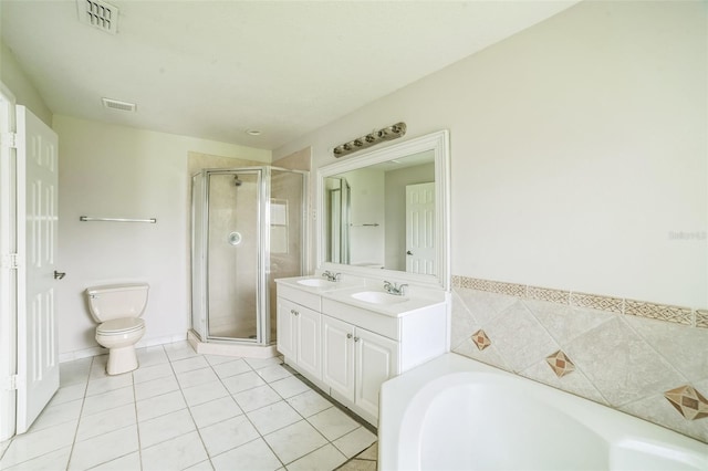 657 Mckinley Ct, Kissimmee, FL 34758 - full bath featuring double vanity, a shower stall, a bath, and tile patterned floors