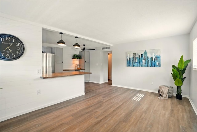 320 Lakeview St Unit 220, Orlando, FL 32804 - unfurnished living room with baseboards, dark wood finished floors, and ceiling fan