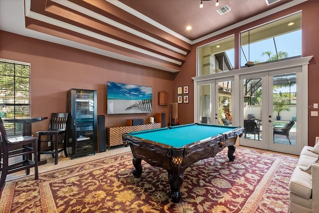 1010 Juliette Blvd, Mount Dora, FL 32757 - recreation room featuring french doors and billiards