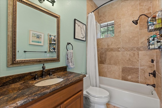 1010 Juliette Blvd, Mount Dora, FL 32757 - bathroom featuring vanity, shower / bath combo with shower curtain, and toilet