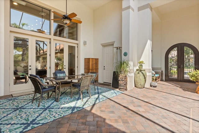 1010 Juliette Blvd, Mount Dora, FL 32757 - view of patio with french doors, a ceiling fan, and outdoor dining space