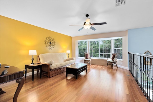 556 Lake Ave, Altamonte Springs, FL 32701 - living area featuring a ceiling fan and light wood-style flooring