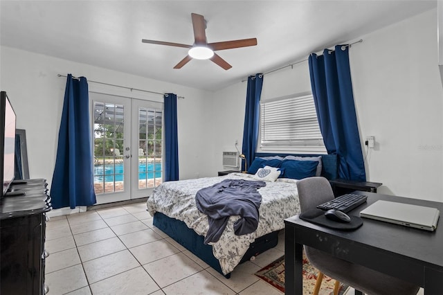 120 Springwood Trl, Altamonte Springs, FL 32714 - bedroom with french doors, access to outside, light tile patterned floors, a ceiling fan, and a desk