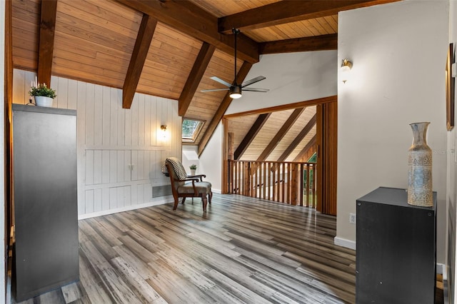 120 Springwood Trl, Altamonte Springs, FL 32714 - sitting room featuring wood ceiling, a ceiling fan, wood finished floors, and baseboards