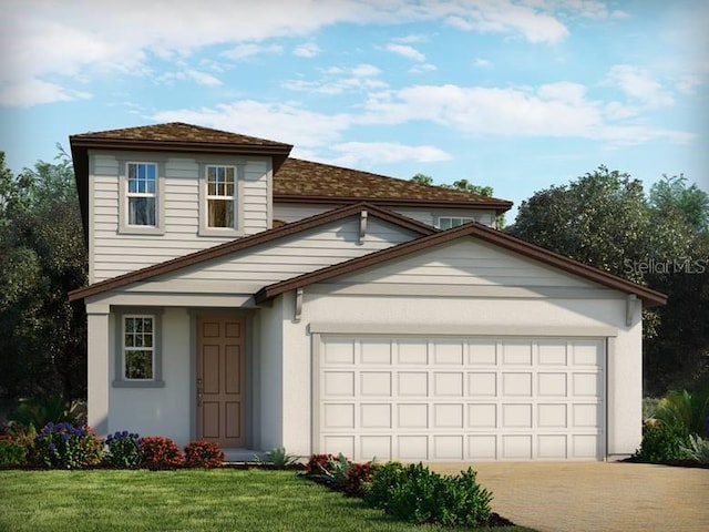 3904 Giorgio Dr, Winter Haven, FL 33884 - view of front facade featuring a front yard, driveway, a garage, and stucco siding
