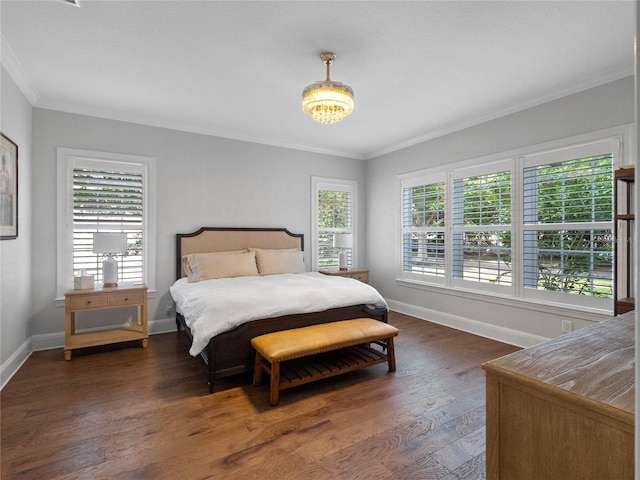 1438 Stickley Ave, Celebration, FL 34747 - bedroom featuring multiple windows, crown molding, baseboards, and dark wood finished floors