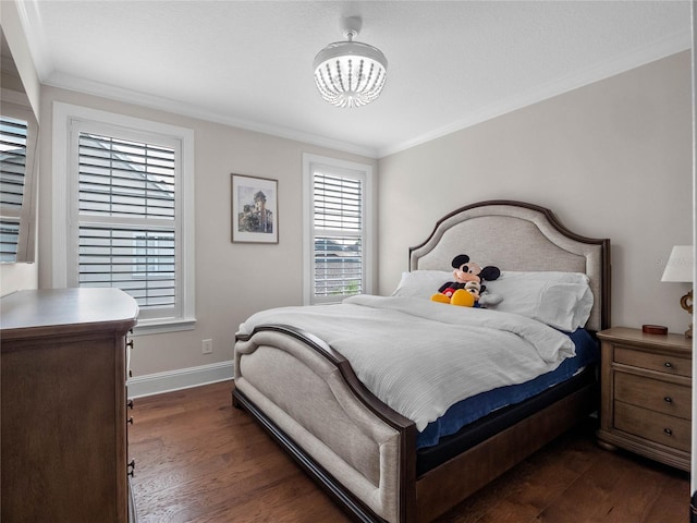 1438 Stickley Ave, Celebration, FL 34747 - bedroom with dark wood-type flooring, ornamental molding, baseboards, and multiple windows
