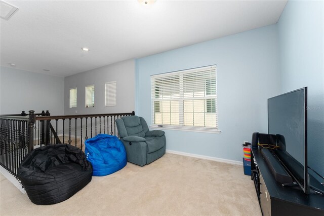 9348 Meadow Hunt Way, Winter Garden, FL 34787 - sitting room featuring carpet, baseboards, and recessed lighting