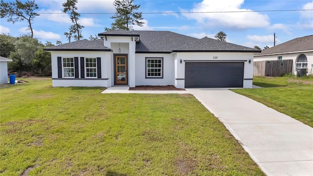 3211 SW 128th Street Rd, Ocala, FL 34473 - view of front of house featuring stucco siding, a shingled roof, a garage, and driveway