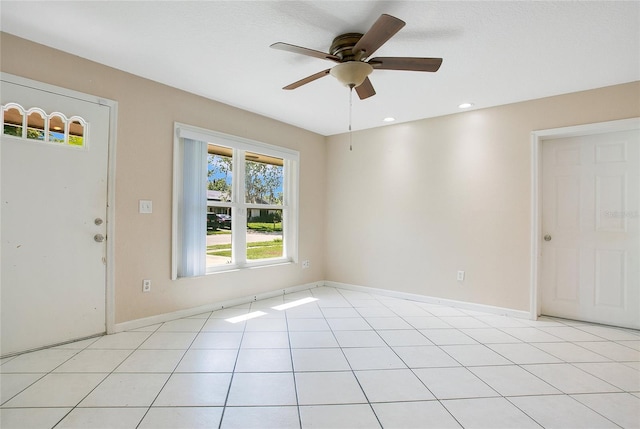 3431 Hunt Ln, Oviedo, FL 32765 - foyer featuring a ceiling fan, baseboards, recessed lighting, and light tile patterned flooring