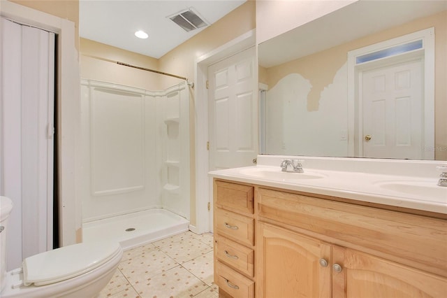 3431 Hunt Ln, Oviedo, FL 32765 - full bath featuring toilet, double vanity, a shower, and tile patterned floors
