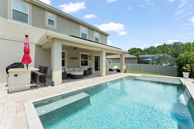 2401 Oxmoor Dr, Deland, FL 32724 - view of swimming pool with an outdoor hangout area, a patio area, and ceiling fan