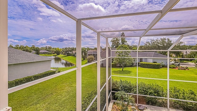 357 Fairway Pointe Cir, Orlando, FL 32828 - unfurnished sunroom with a water view