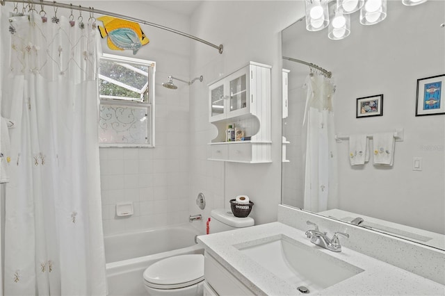 468 Alinole Loop, Lake Mary, FL 32746 - full bathroom featuring vanity, shower / bath combo with shower curtain, toilet, and a chandelier