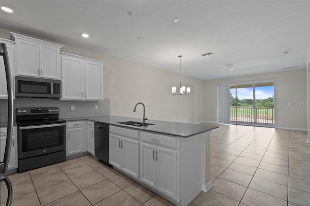 877 Ocean Course Ave, Davenport, FL 33896 - kitchen with range with electric stovetop, a sink, stainless steel microwave, dishwashing machine, and a peninsula