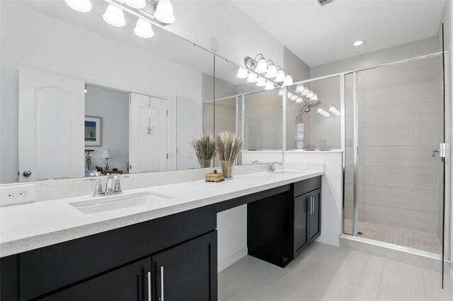 439 Windmill Palm Cir, Altamonte Springs, FL 32701 - bathroom featuring double vanity and a shower stall