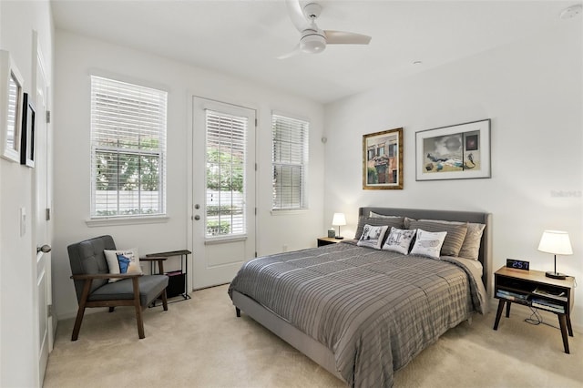 439 Windmill Palm Cir, Altamonte Springs, FL 32701 - bedroom featuring light carpet, access to outside, and ceiling fan