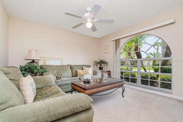 2135 Springwater Ln, Port Orange, FL 32128 - living room with carpet flooring and ceiling fan