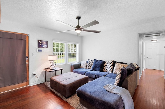 1805 Paloma Ave, Sanford, FL 32771 - living room featuring wood finished floors, a ceiling fan, and a textured ceiling