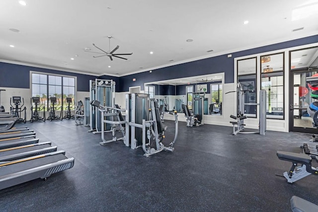 6615 Leo Ln, Saint Cloud, FL 34773 - workout area with ornamental molding and recessed lighting
