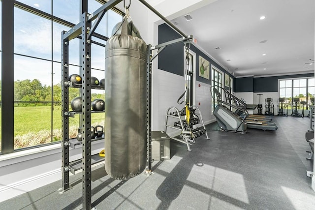 6615 Leo Ln, Saint Cloud, FL 34773 - gym with baseboards and recessed lighting
