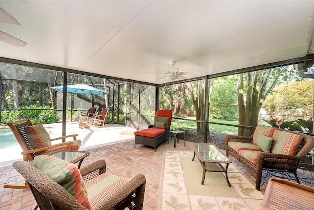 6321 Quarterhorse Cir, Cocoa, FL 32926 - sunroom / solarium with a ceiling fan, an outdoor living space, and plenty of natural light