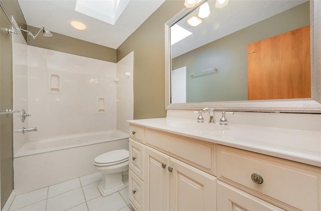 6321 Quarterhorse Cir, Cocoa, FL 32926 - full bathroom with toilet, vanity, tile patterned floors, a skylight, and shower / washtub combination