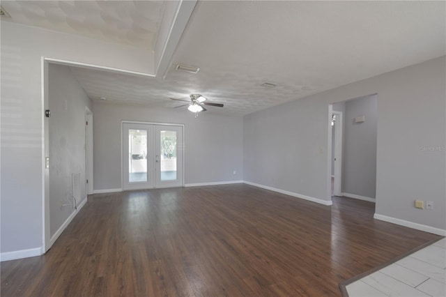 1668 Fort Smith Blvd, Deltona, FL 32725 - empty room featuring ceiling fan, wood finished floors, french doors, and baseboards