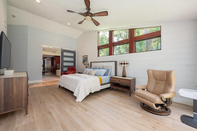 20 Twelve Oaks Trl, Ormond Beach, FL 32174 - bedroom featuring lofted ceiling, light wood-type flooring, recessed lighting, a ceiling fan, and baseboards
