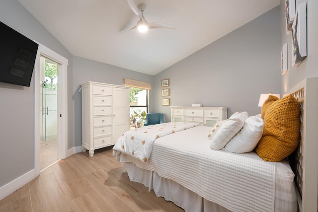 20 Twelve Oaks Trl, Ormond Beach, FL 32174 - bedroom featuring lofted ceiling, light wood finished floors, baseboards, and a ceiling fan