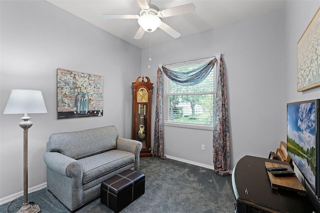 1124 Hidden Blf, Clermont, FL 34711 - sitting room with carpet floors, baseboards, and a ceiling fan